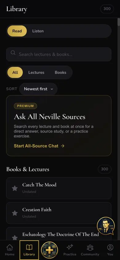 Library Read All screen in Neville AI