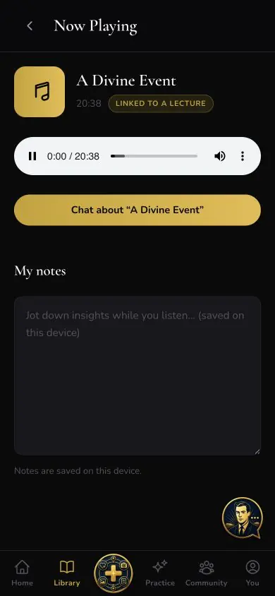 Audio Detail Linked screen in Neville AI