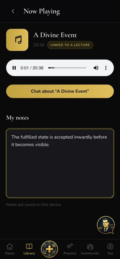Audio Notes screen in Neville AI
