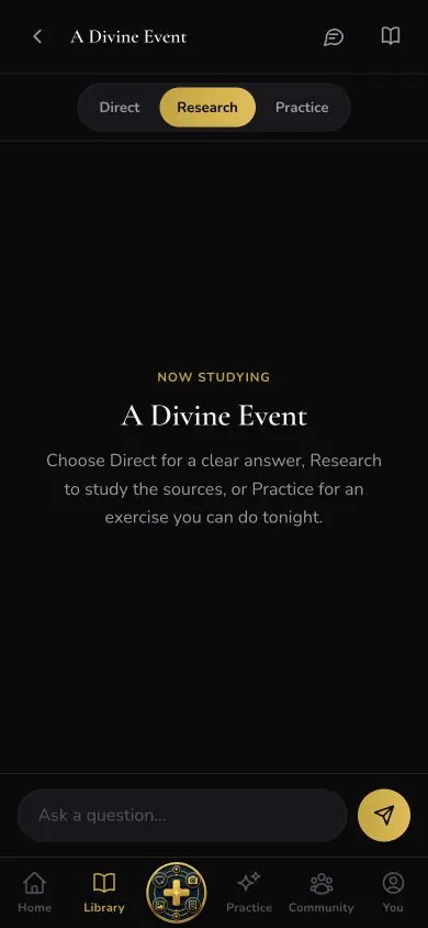 Source Chat Research Mode screen in Neville AI