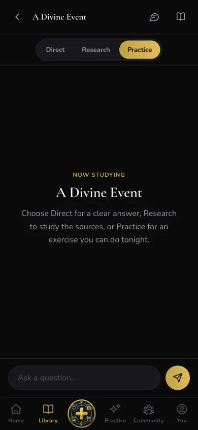 Source Chat Practice Mode screen in Neville AI