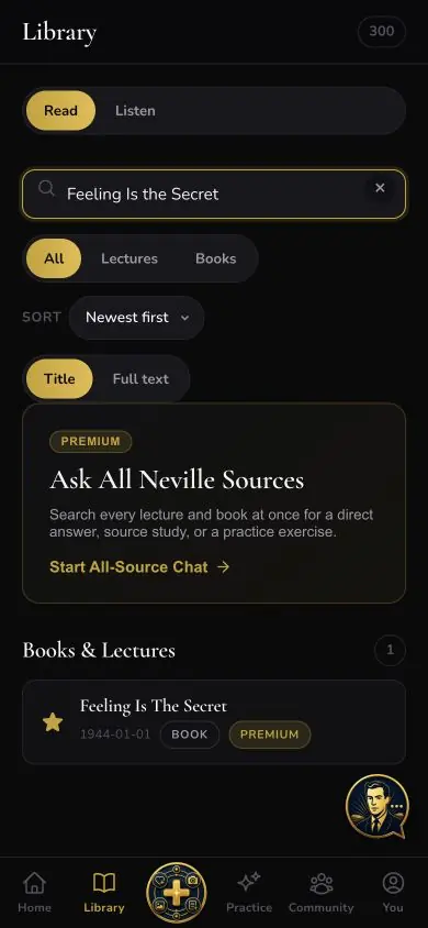 Library Title Search screen in Neville AI