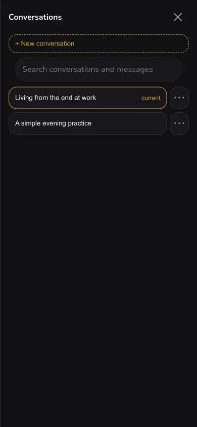 Advisor Conversation List Populated screen in Neville AI