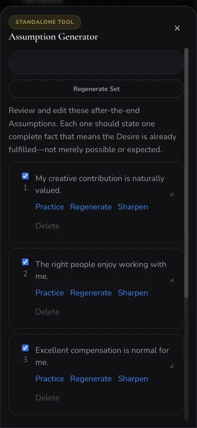 Assumption Add And Edit screen in Neville AI