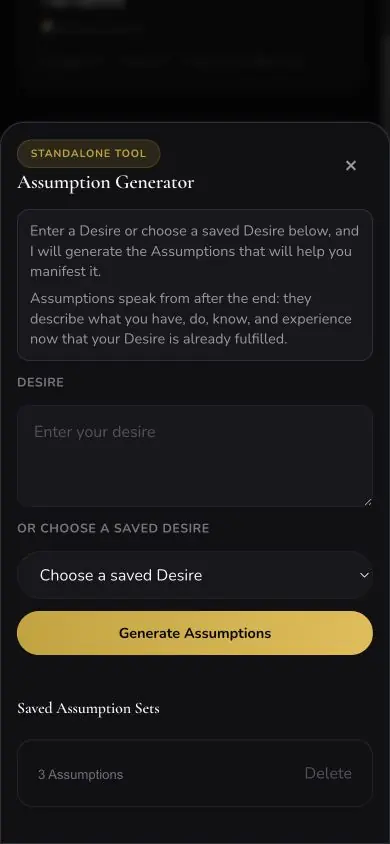 Assumption Generator Empty screen in Neville AI