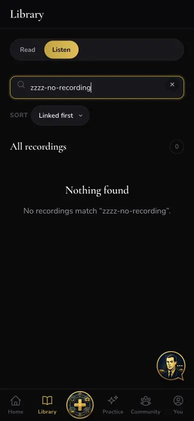 Audio Search Empty screen in Neville AI