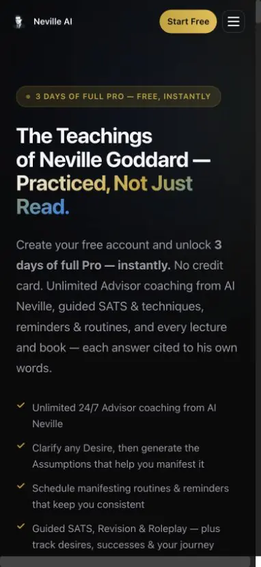 Auth Landing screen in Neville AI