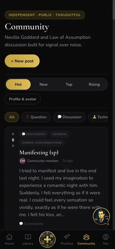 Community Feed screen in Neville AI