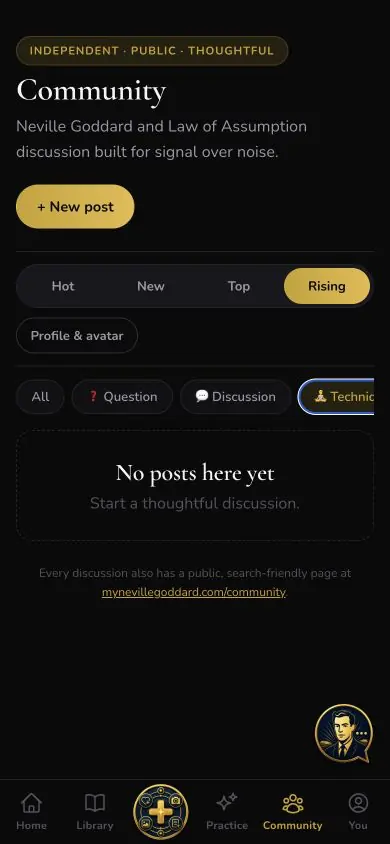 Community Filter Technique screen in Neville AI