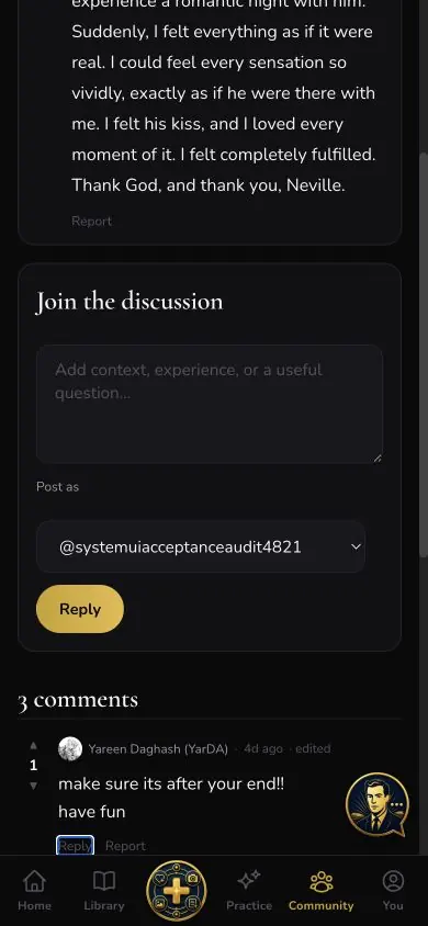 Community Nested Reply screen in Neville AI