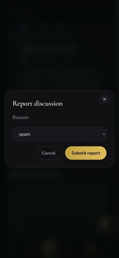 Community Report Dialog screen in Neville AI
