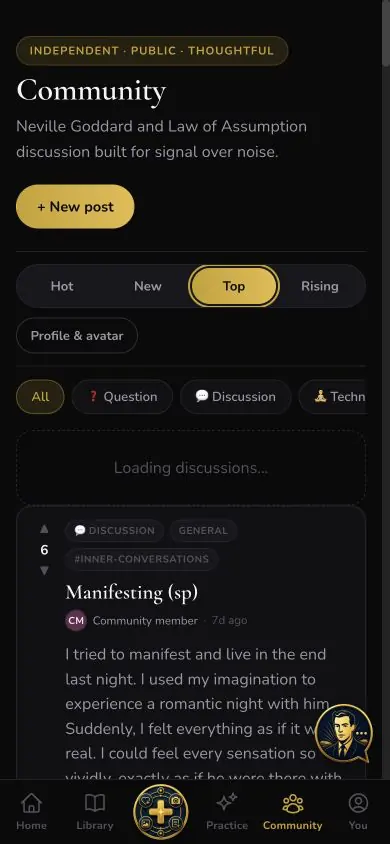 Community Sort Top screen in Neville AI