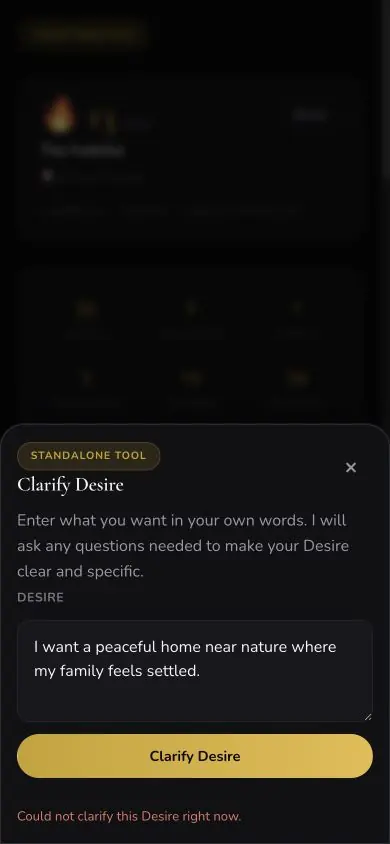 Desire Clarify Error screen in Neville AI