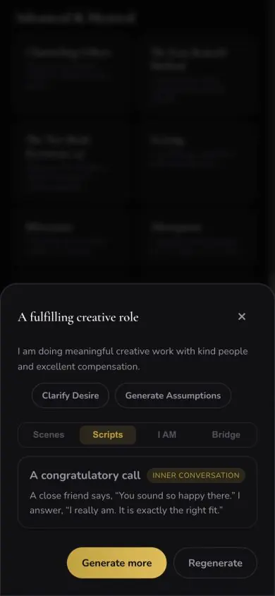Desire Detail Scripts screen in Neville AI