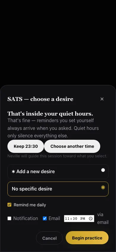 Notifications Late Reminder screen in Neville AI