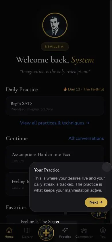 Onboarding Tour 03 screen in Neville AI
