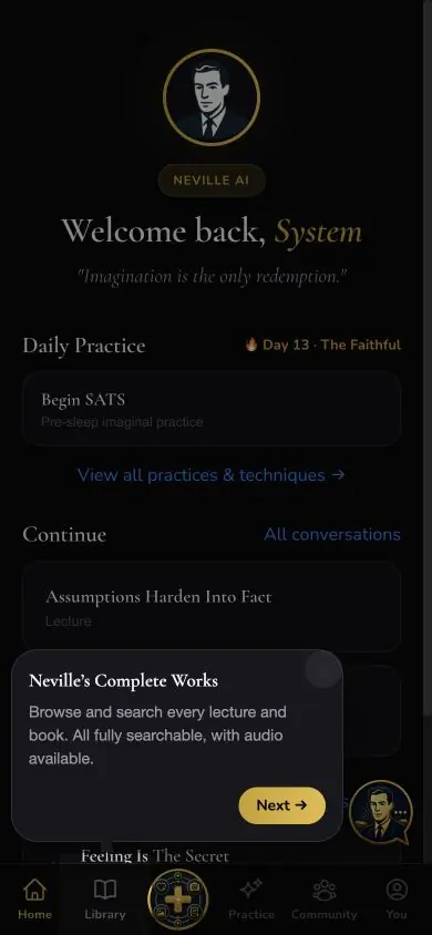 Onboarding Tour 04 screen in Neville AI