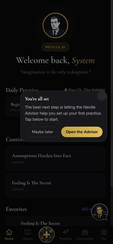 Onboarding Tour 06 screen in Neville AI