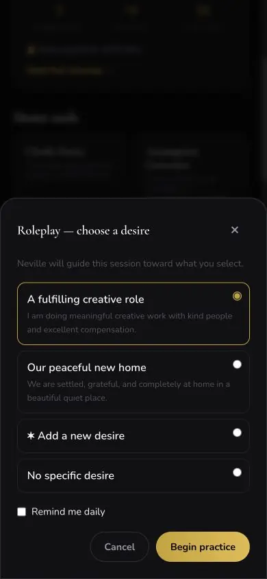 Practice Technique 03 Roleplay screen in Neville AI