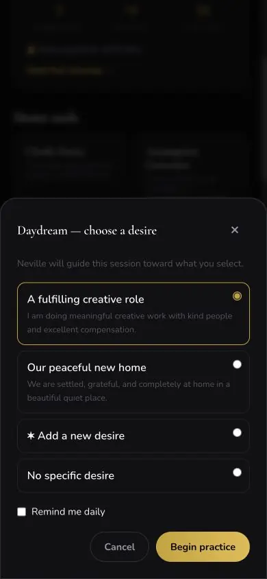 Practice Technique 04 Daydream screen in Neville AI