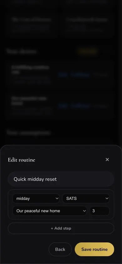 Routine Edit screen in Neville AI