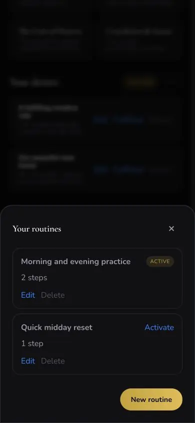 Routine Manager screen in Neville AI