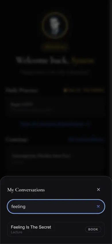 Source Conversation Search screen in Neville AI