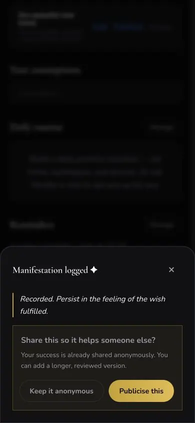 Success Logged Confirmation screen in Neville AI