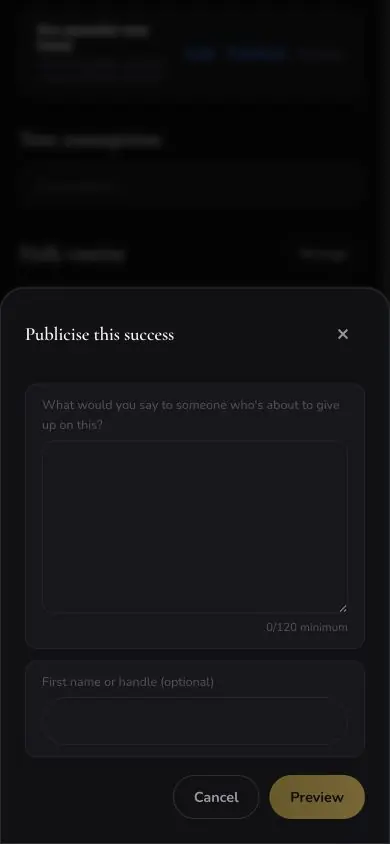 Success Publicise Form screen in Neville AI