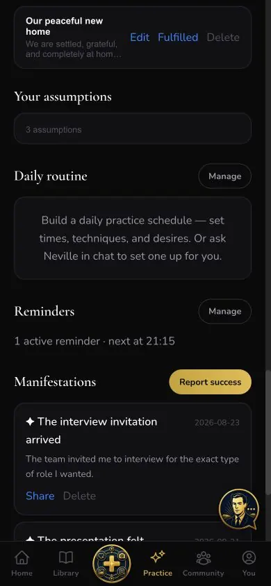 Success Publish Choice screen in Neville AI