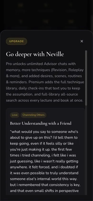 Upgrade Modal Locked Practice screen in Neville AI